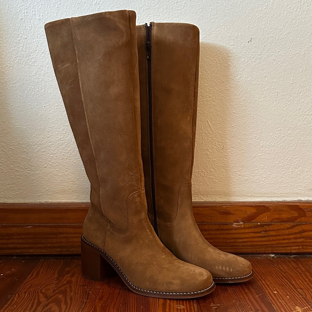 Brown Suede Knee-High Boots